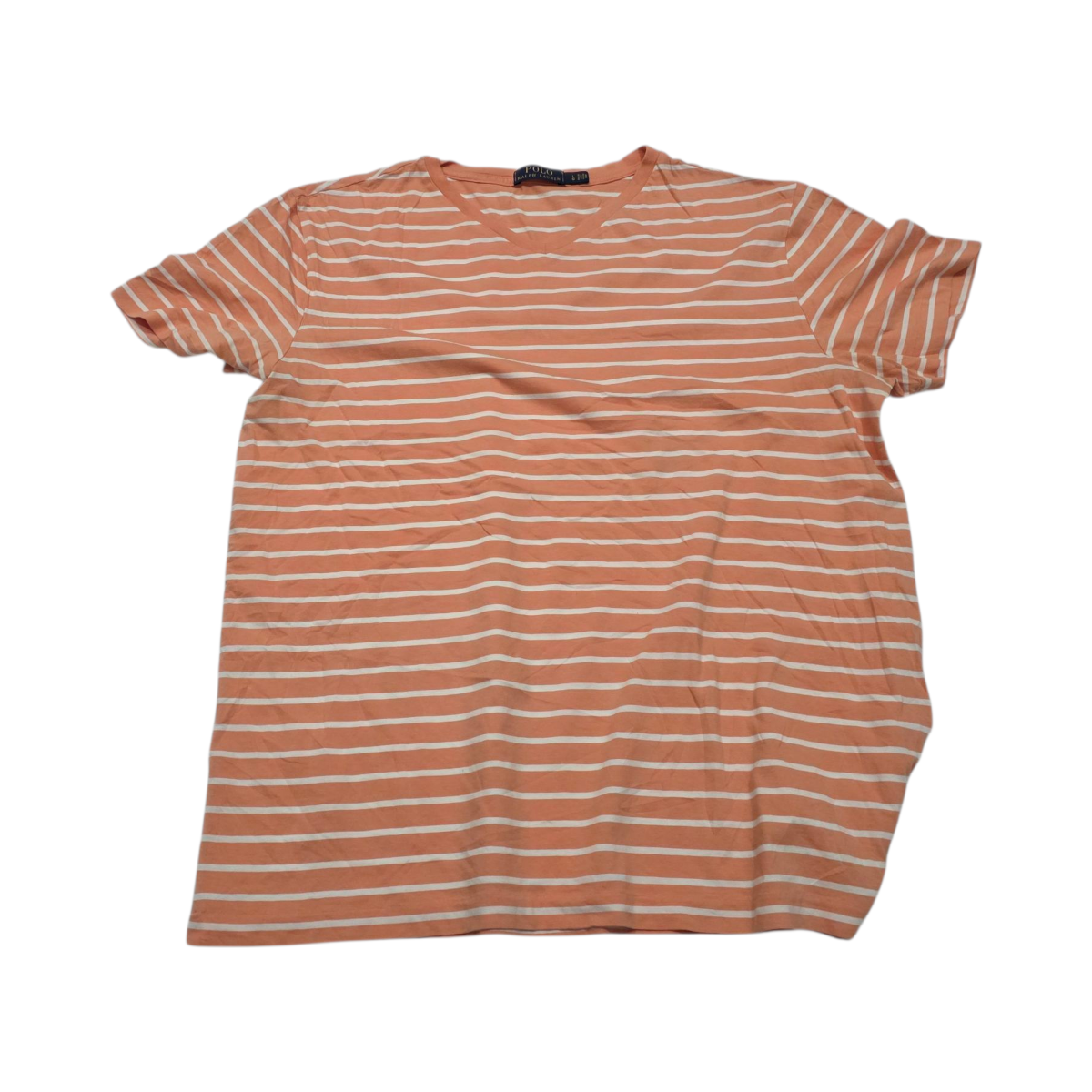 Playera Ralph Lauren Grande L Naranja Lineas Blancas