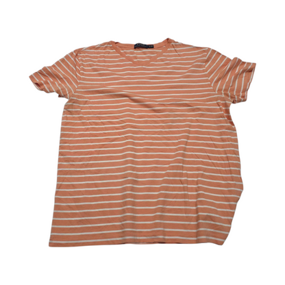 Playera Ralph Lauren Grande L Naranja Lineas Blancas