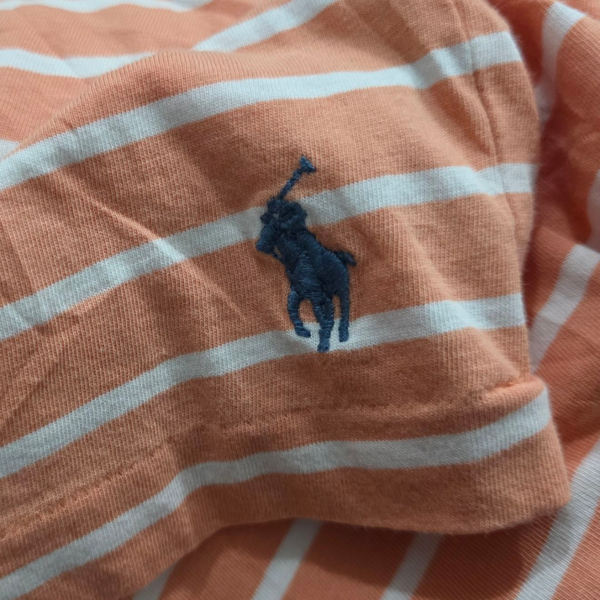 Playera Ralph Lauren Grande L Naranja Lineas Blancas