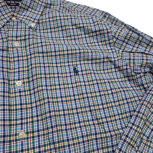 Camisa Slim Fit Ralph Lauren Xgrande Xl Cuadro Azul Colores