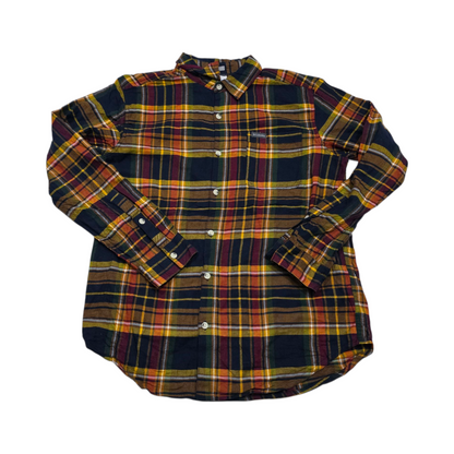 Camisa Columbia Mediana M Cuadro Azul Amarillo Naranja