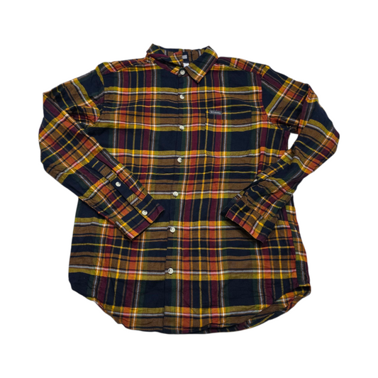 Camisa Columbia Mediana M Cuadro Azul Amarillo Naranja