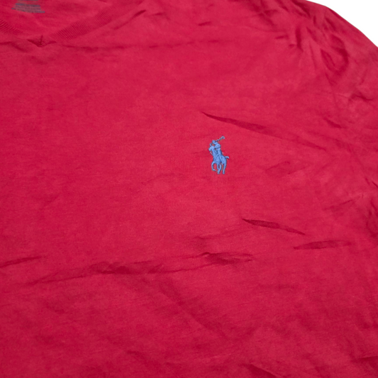 Playera Ralph Lauren Grande L Coral Oscuro Pony Azul