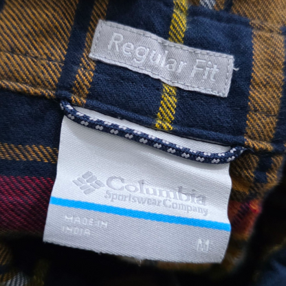Camisa Columbia Mediana M Cuadro Azul Amarillo Naranja