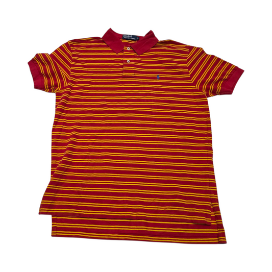 Playera Polo Ralph Lauren Grande L Rojo Lineas Amarillas