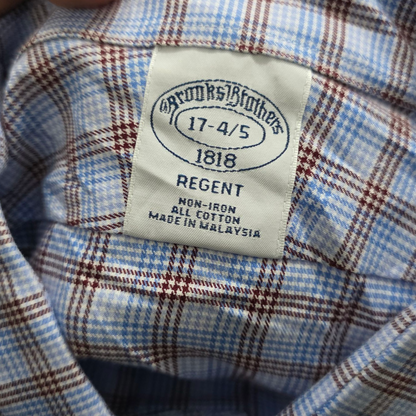 Camisa Brooks Brothers Xgrande Xl Cuadro Azul Y Vino