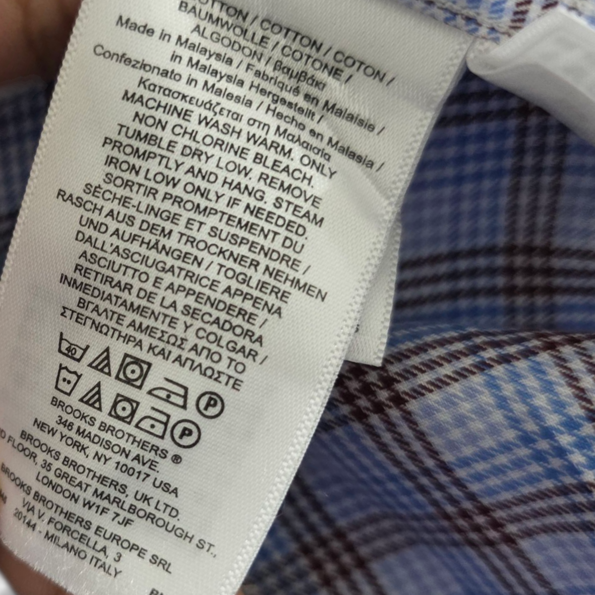 Camisa Brooks Brothers Xgrande Xl Cuadro Azul Y Vino