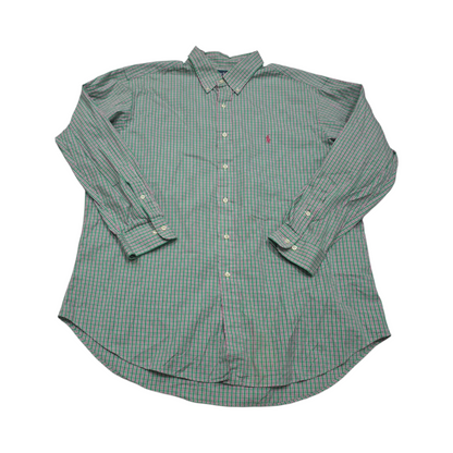 Camisa Ralph Lauren Xgrande Xl 17 1/2 Cuadro Verde Pony Rosa