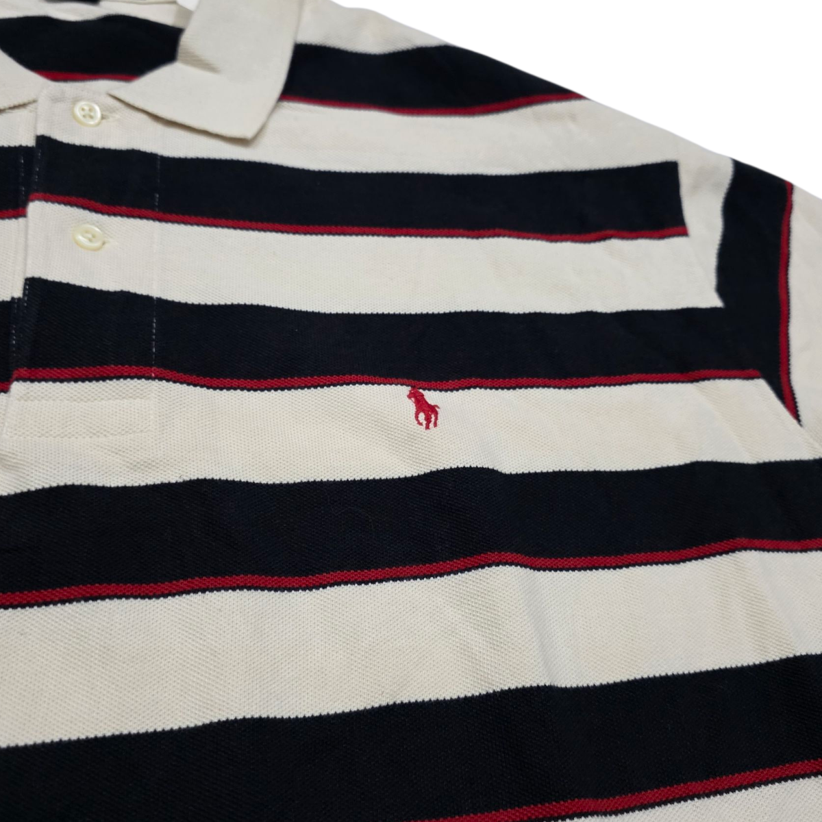 Playera Manga Larga Ralph Lauren Xgrande Xl Beige Lineas