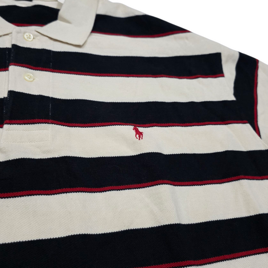 Playera Manga Larga Ralph Lauren Xgrande Xl Beige Lineas