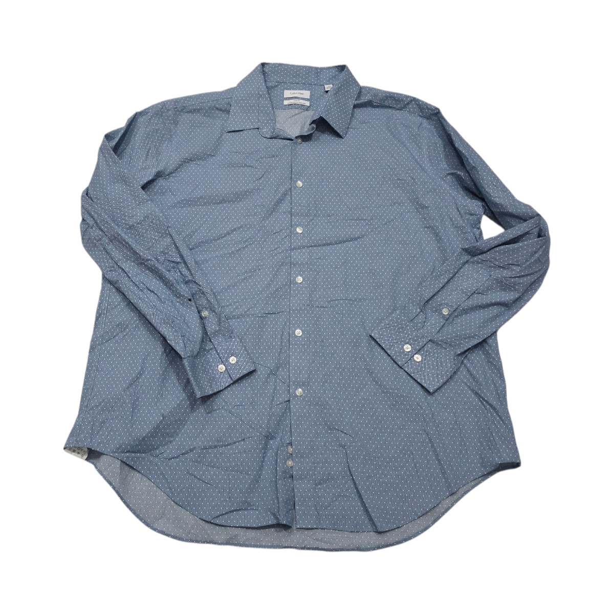 Camisa Calvin Klein 2xl 18 34-35 Slimfit Azul Puntos