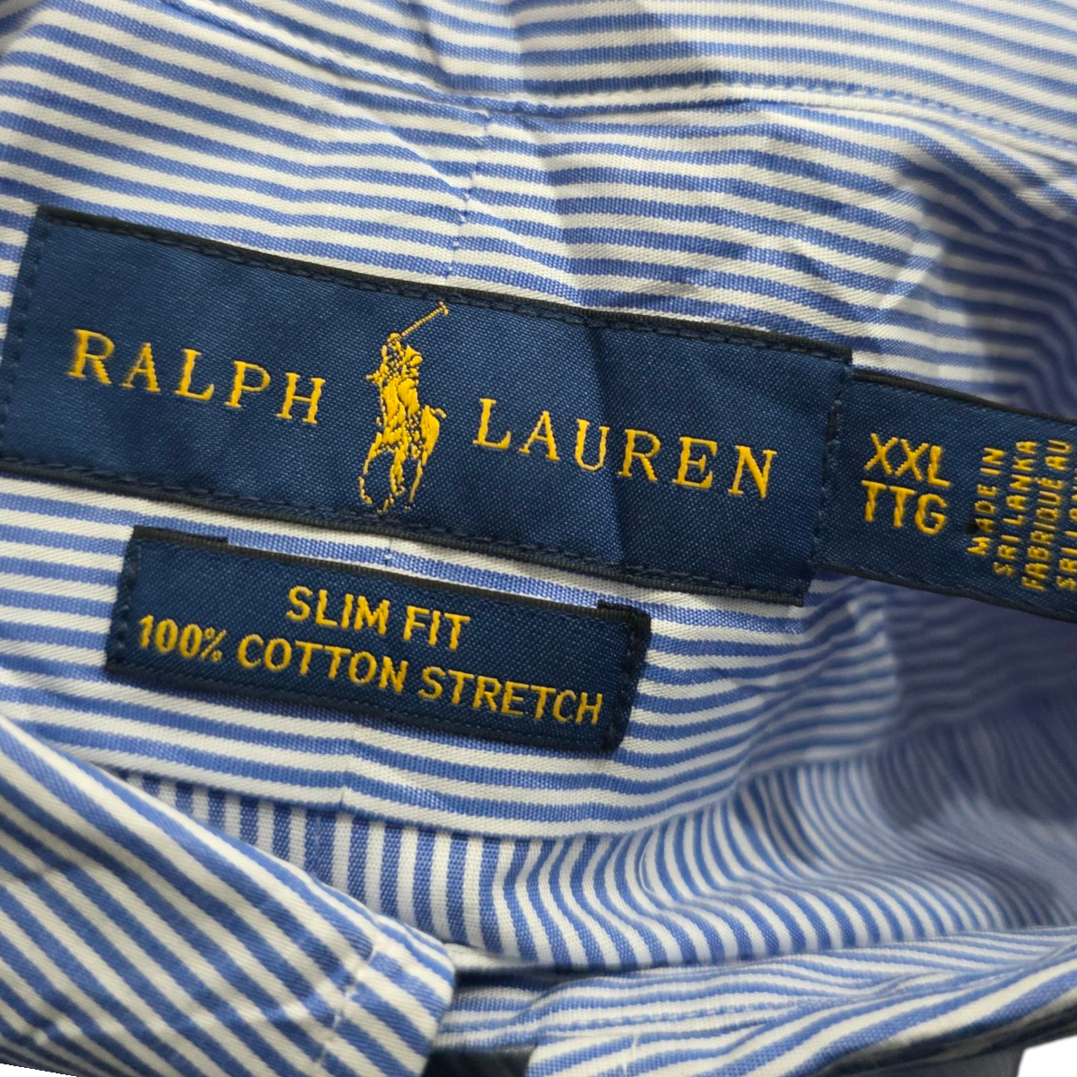 Camisa Ralph Lauren Slimfit Xxl Lineas Azul