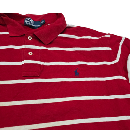 Playera Polo Ralph Lauren Xxl Rojo Lineas Blancas