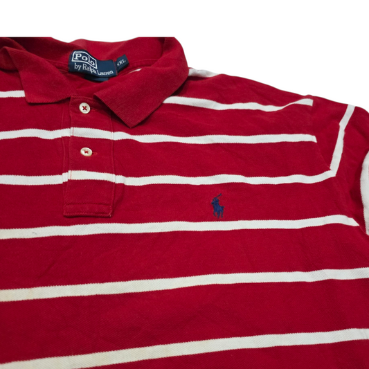 Playera Polo Ralph Lauren Xxl Rojo Lineas Blancas