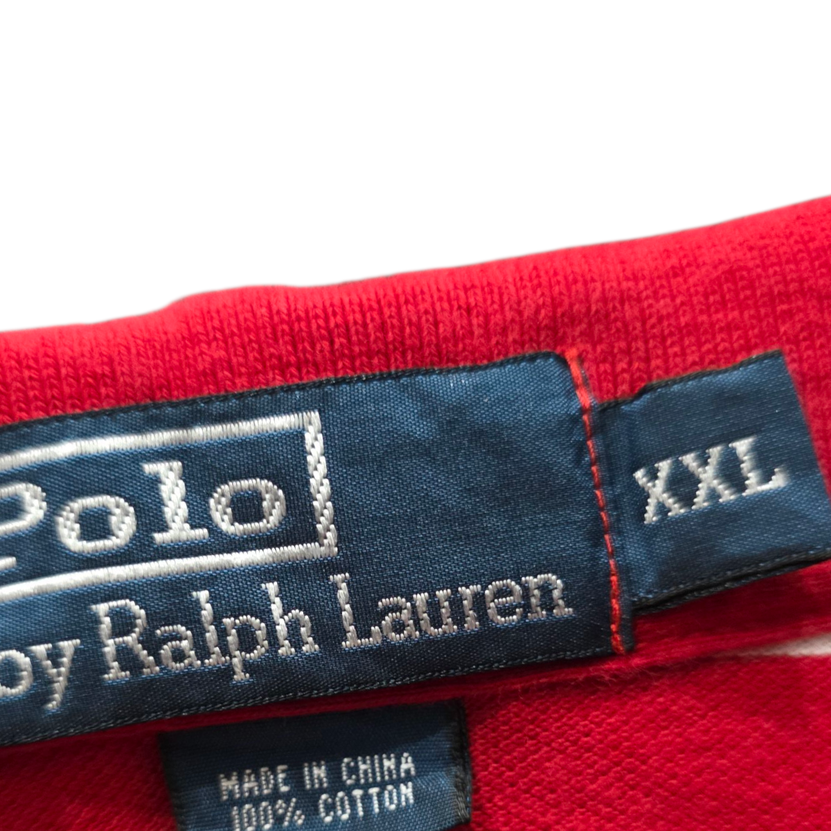 Playera Polo Ralph Lauren Xxl Rojo Lineas Blancas