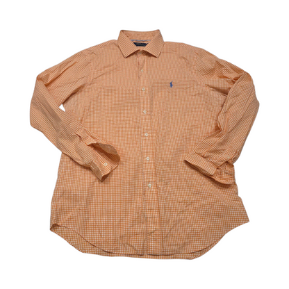 Camisa Ralph Lauren Grande L Cuadro Naranja Pony Azul