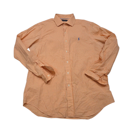 Camisa Ralph Lauren Grande L Cuadro Naranja Pony Azul