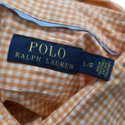 Camisa Ralph Lauren Grande L Cuadro Naranja Pony Azul