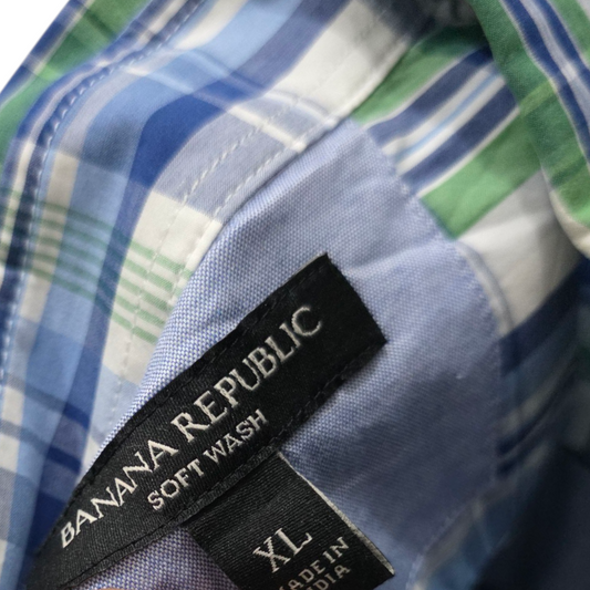 Camisa Banana Republic Xgrande Xl Cuadro Azul Y Verde