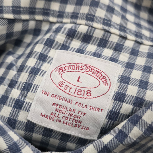 Camisa Brooks Brothers Grande L Azul Y Blanco