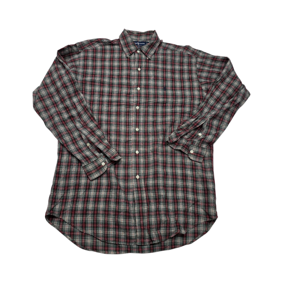 Camisa Ralph Lauren Blake Mediana M Cuadro Verde Y Rojo