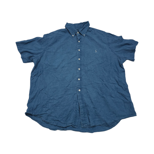 Camisa Manga Corta Ralph Lauren Índigo Oxford Xxl Azul