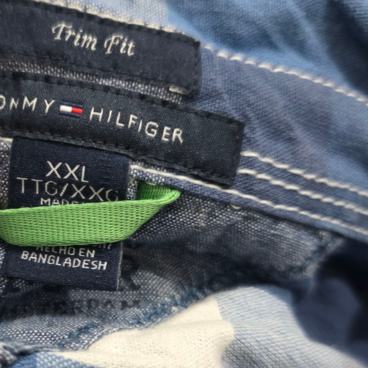 Camisa Tommy Hilfiger Xxl Cuadro Azul Y Blanco