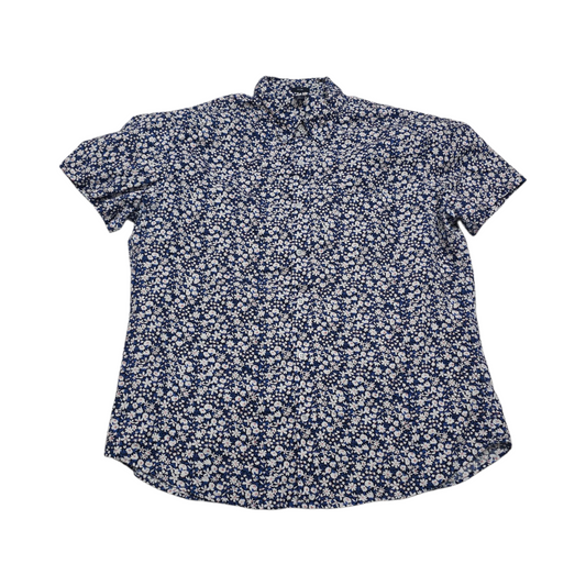 Camisa Manga Corta J Crew Xgrande Xl Azul Flores