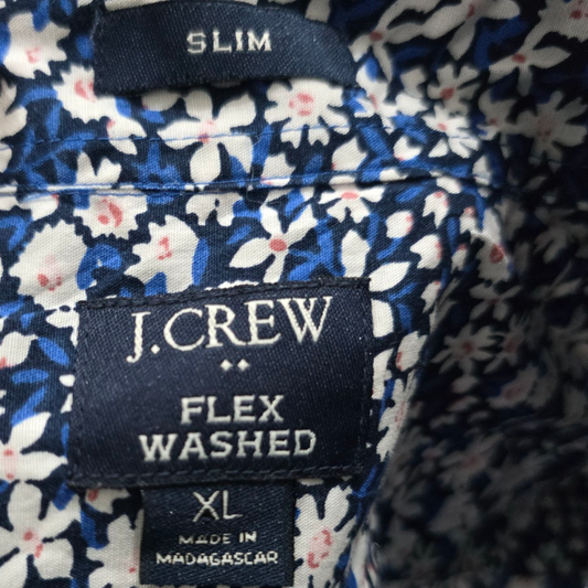 Camisa Manga Corta J Crew Xgrande Xl Azul Flores