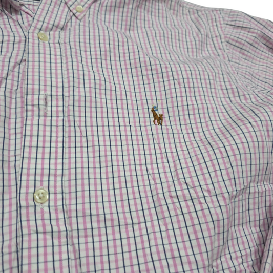 Camisa Ralph Lauren Xgrandexl Cuadro Rosa Blanco Pony Colors