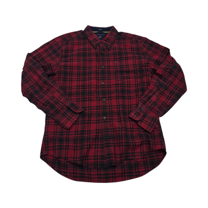Camisa Slim Fit Tommy Hilfiger Grande L Cuadro Rojo Negro