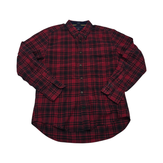 Camisa Slim Fit Tommy Hilfiger Grande L Cuadro Rojo Negro