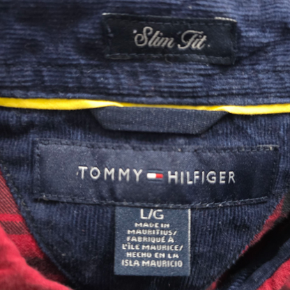 Camisa Slim Fit Tommy Hilfiger Grande L Cuadro Rojo Negro
