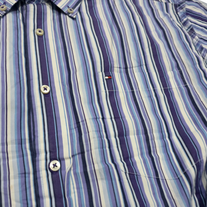 Camisa Tommy Hilfiger Grande L Azul Morado Y Lineas