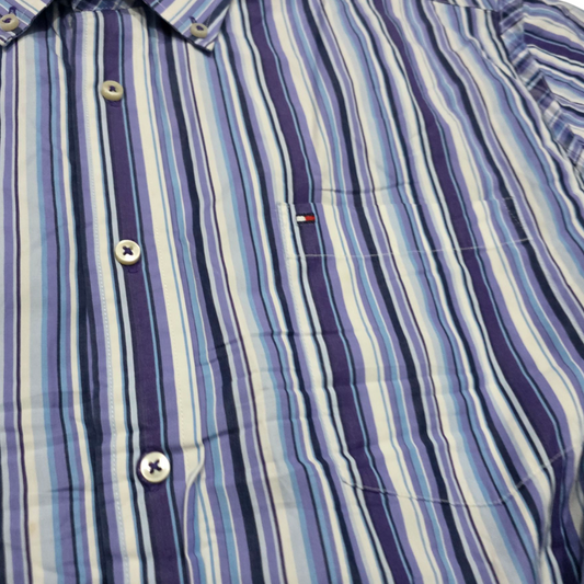 Camisa Tommy Hilfiger Grande L Azul Morado Y Lineas