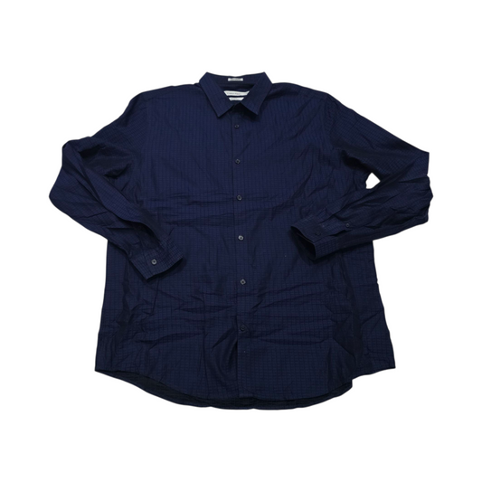 Camisa Classic Fit Calvin Klein Grande L Azul Cuadro Negro