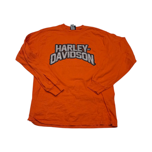 Playera Manga Larga Harley Davidson Mediana M Naranja