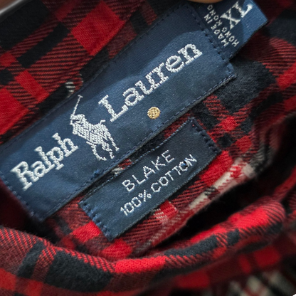 Camisa Ralph Lauren Blake Xgrande Xl Cuadros Rojo Negro