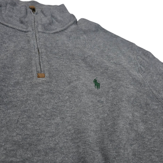 Sueter Ralph Lauren Grande L Gris Pony Verde