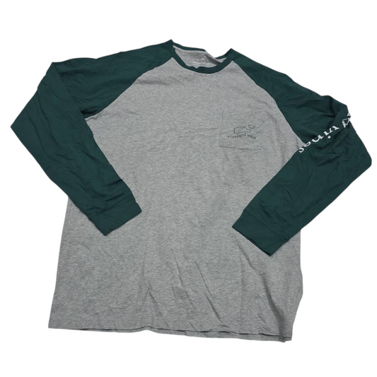 Playera Manga Larga Vineyard Vines Grande L Gris Verde