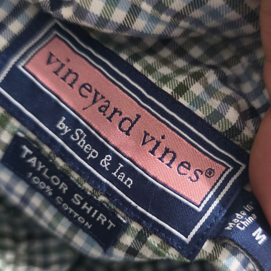 Camisa Vineyard Vines Mediana M Cuadro Verde Y Azul