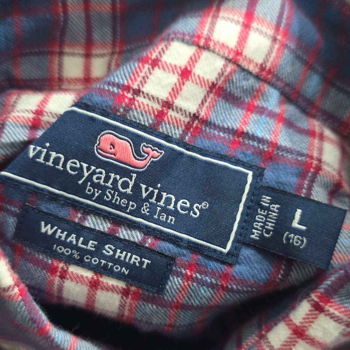 Camisa Vineyard Vines Adolescente 16 Cuadro Azul Y Rojo