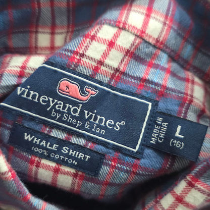 Camisa Vineyard Vines Adolescente 16 Cuadro Azul Y Rojo