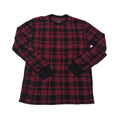 Playera Manga Larga Ralph Lauren Mediana M Cuadro Rojo Negro