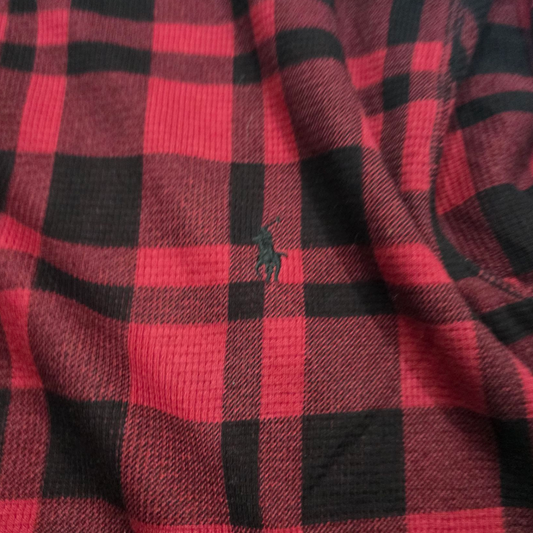 Playera Manga Larga Ralph Lauren Mediana M Cuadro Rojo Negro