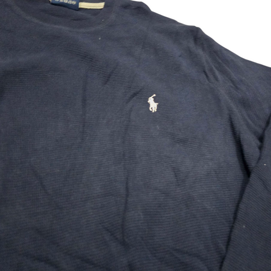 Playera Manga Larga Ralph Lauren Azul Pony Blanco Sleepwear