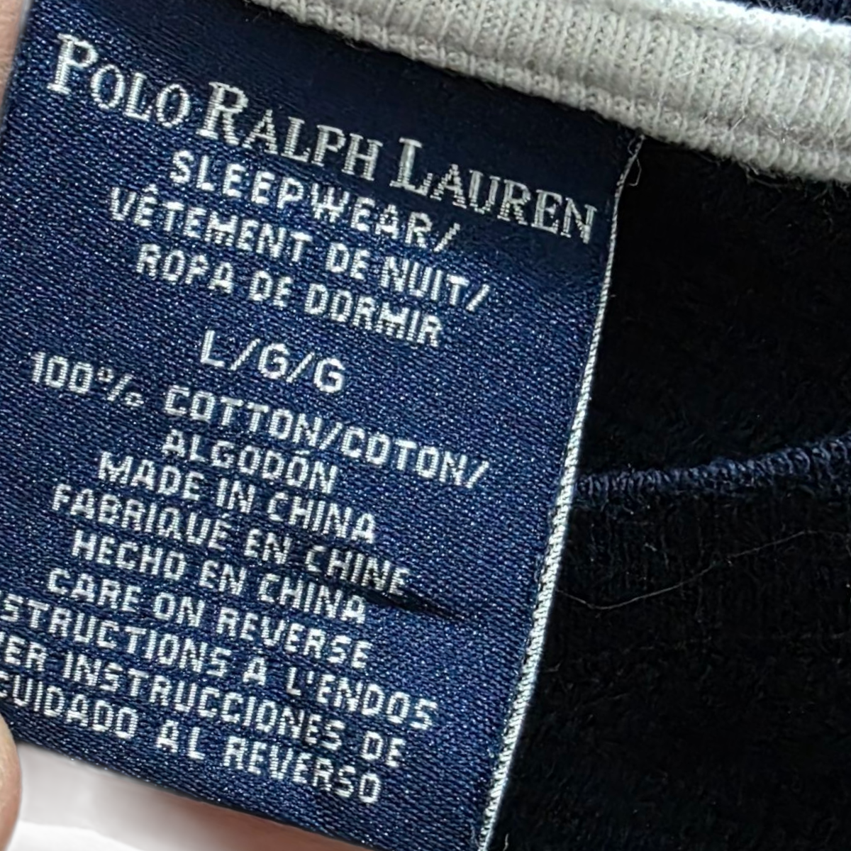 Playera Manga Larga Ralph Lauren Azul Pony Blanco Sleepwear