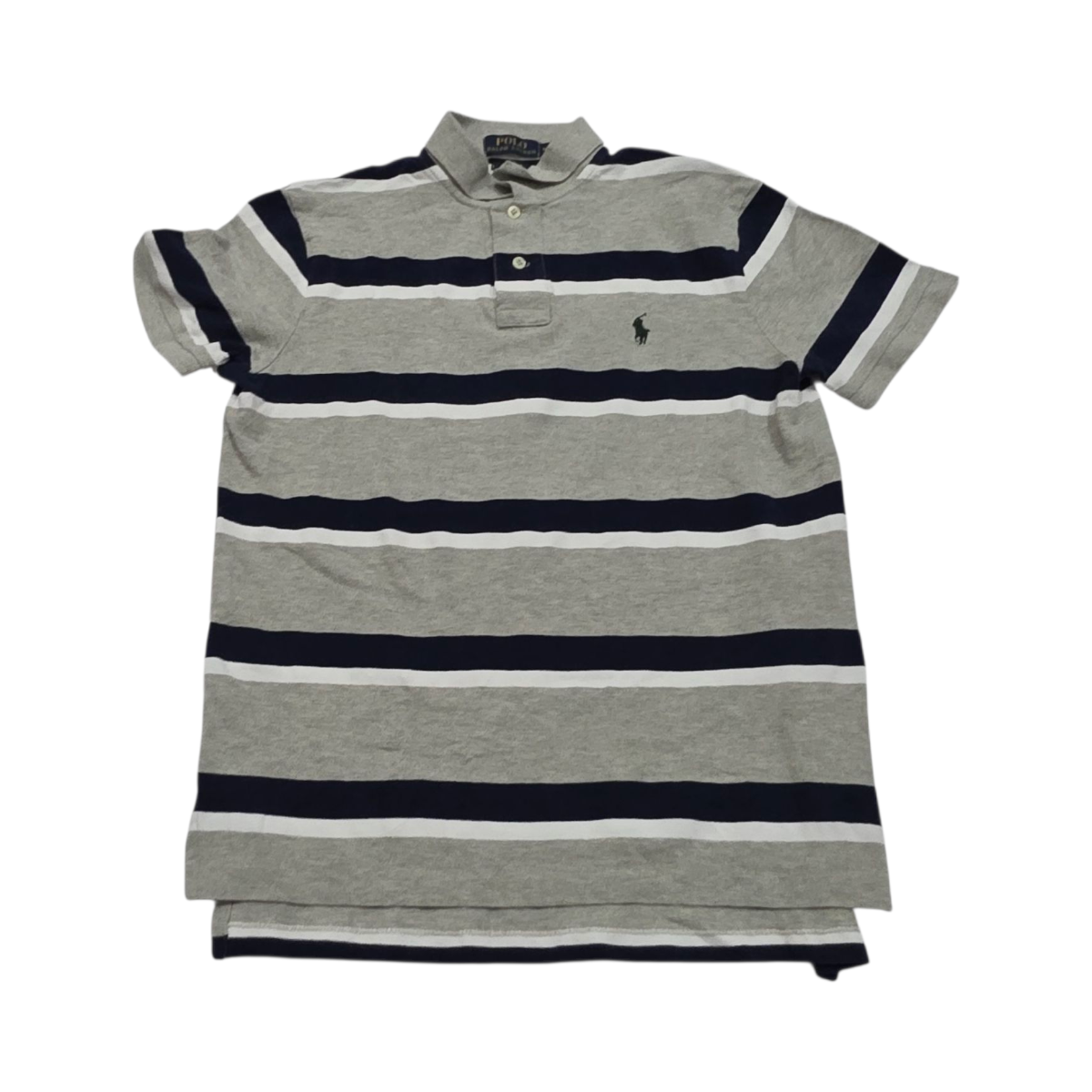 Playera Polo Ralph Lauren Mediana M Lineas Azul Gris