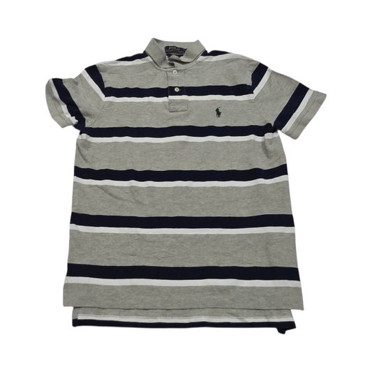 Playera Polo Ralph Lauren Mediana M Lineas Azul Gris