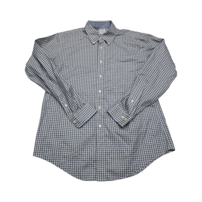 Camisa Brooks Brothers Grande L Cuadro Gris Blanco